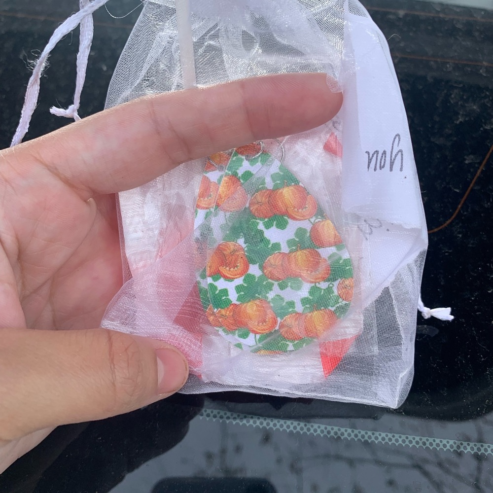 Faux leather pumpkin earrings 🎃